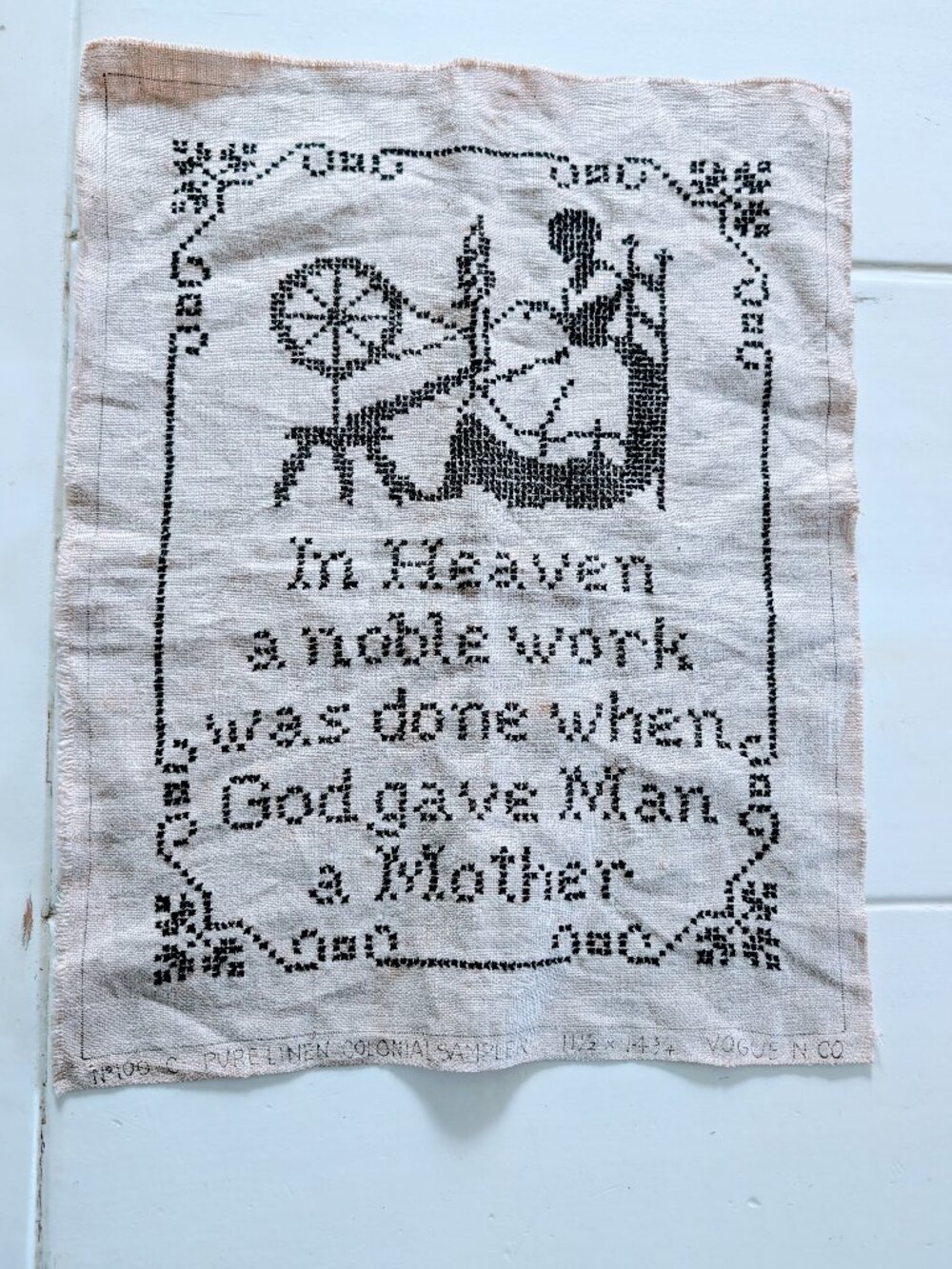 VTG 1934 Vogue Needlecraft Colonial Sampler Needlepoint Noble Work Mother Linen